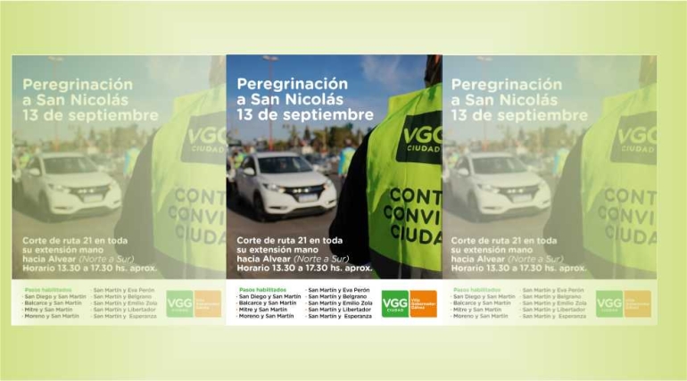 ATENCIÓN: INTERRUPCIONES DE TRÁNSITO POR LA PEREGRINACIÓN A SAN NICOLÁS