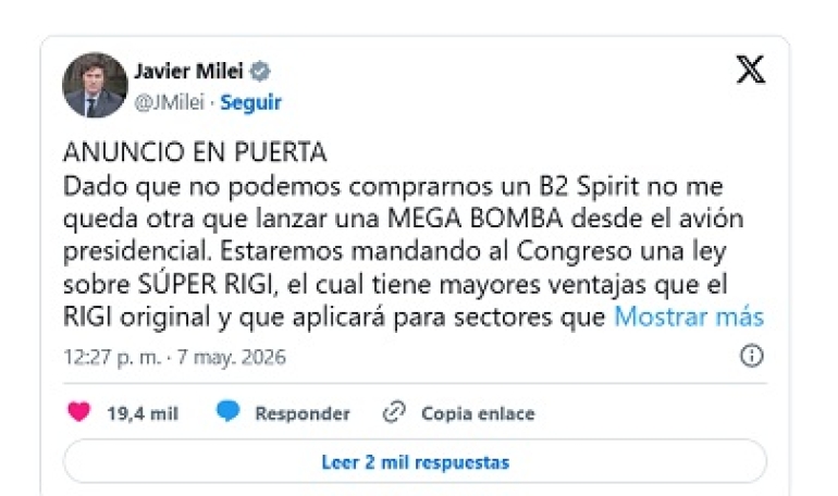 Milei anticipó un Súper RIGI para atraer inversiones
