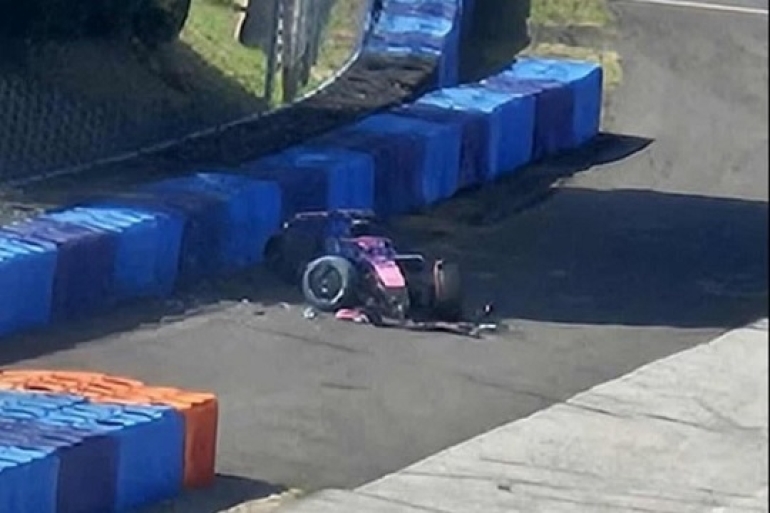 Franco Colapinto se accidentó durante una prueba en Hungría y destrozó el auto