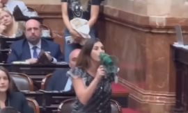 Escándalo en Diputados: Pagano enfrentó a Martín Menem con un megáfono y le gritó "fascista"